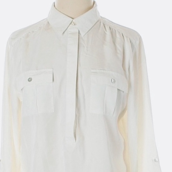 CHICO’S Half-Placket Roll-Tab Sleeve Dress Shirt Size M - Picture 3 of 5